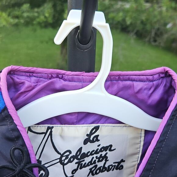 Vintage Judith Roberts La Colección Appliqué Crop Jacket Black Bright Abstract - Picture 10 of 11